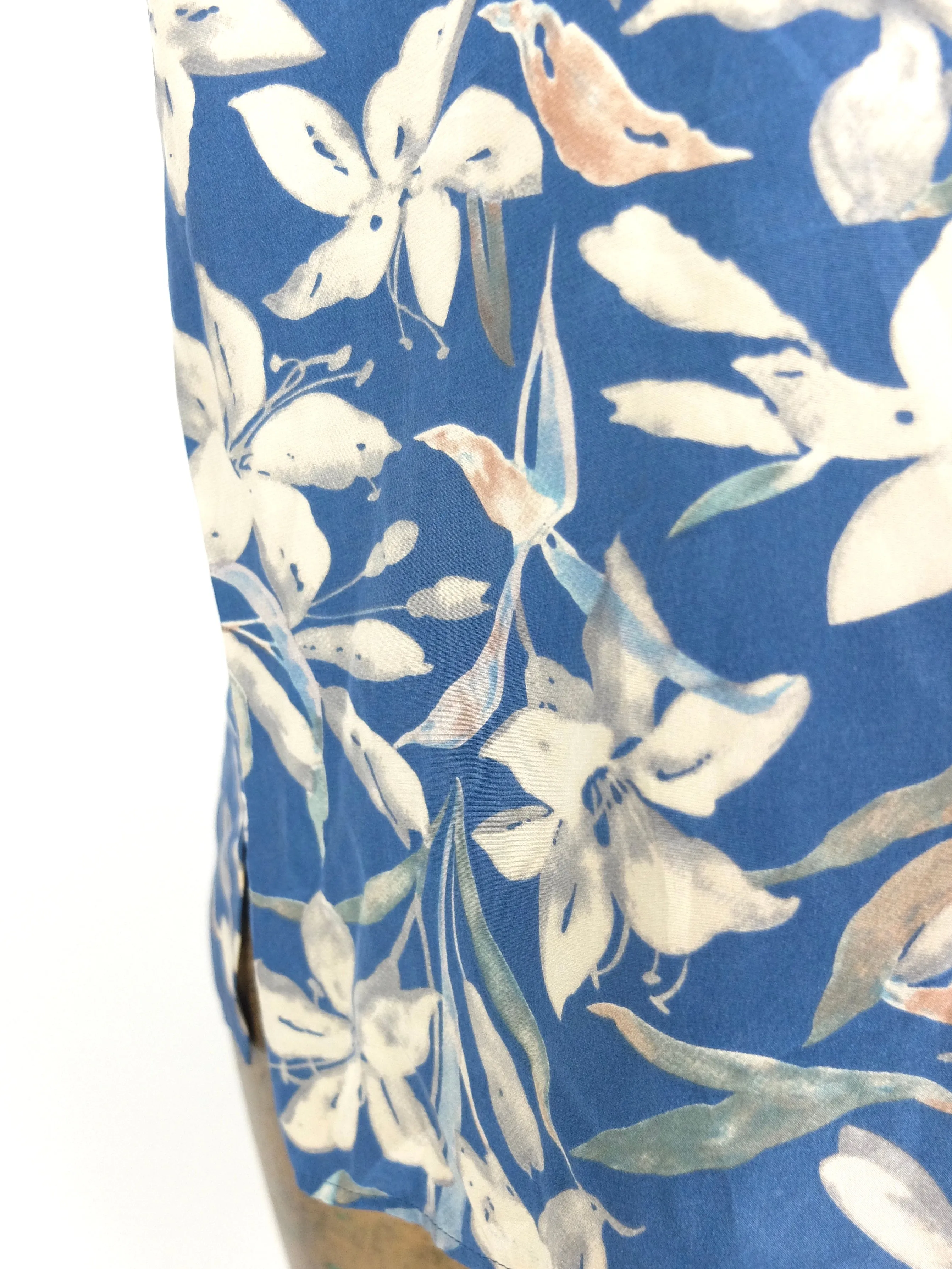 80s Silk Tropical Hawaiian Floral Pullover Half Sleeve Blouse