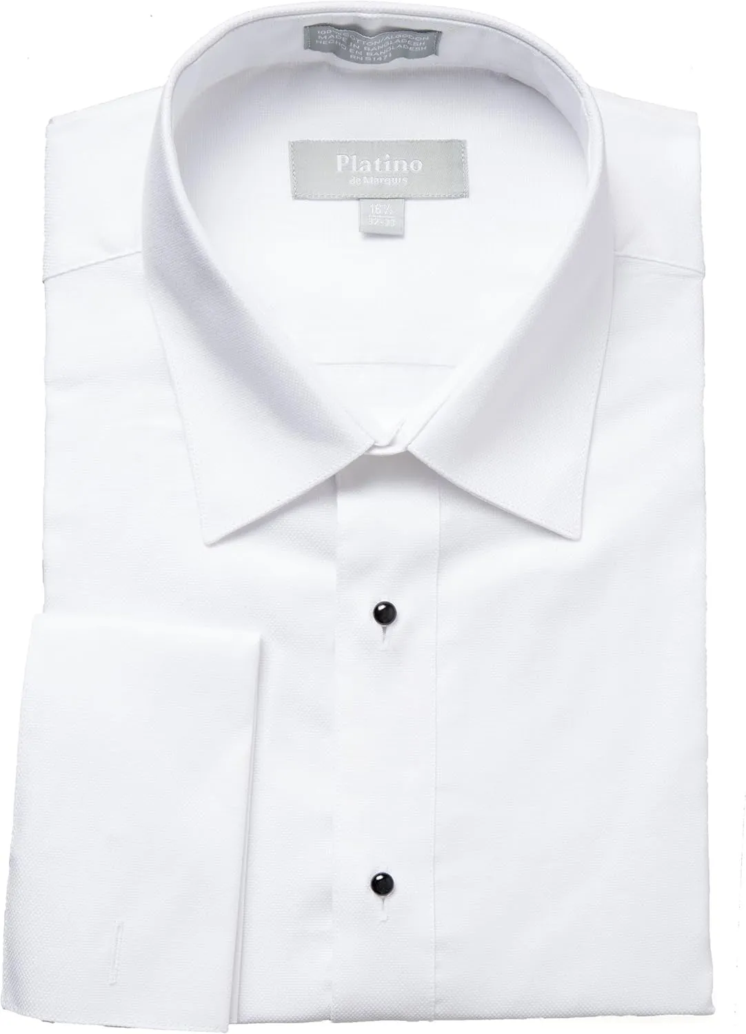 Adam Baker Men's Tuxedo Shirt | French Cuff Laydown Collar Cotton Formal Regular Fit Dress Shirt for Prom Party Wedding
