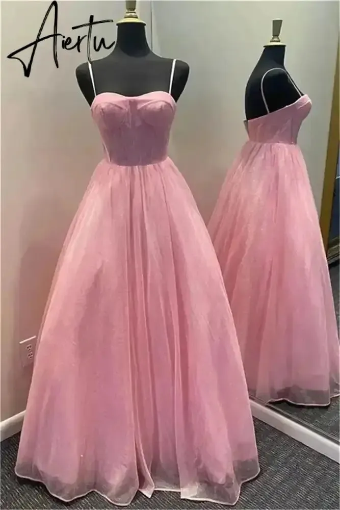 Aiertu Purple Prom Dress Spaghetti Straps Glitter Evening Dresses Robes De Soirée Princess Birthday Formal Occasions PartyDress