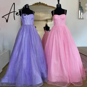 Aiertu Purple Prom Dress Spaghetti Straps Glitter Evening Dresses Robes De Soirée Princess Birthday Formal Occasions PartyDress