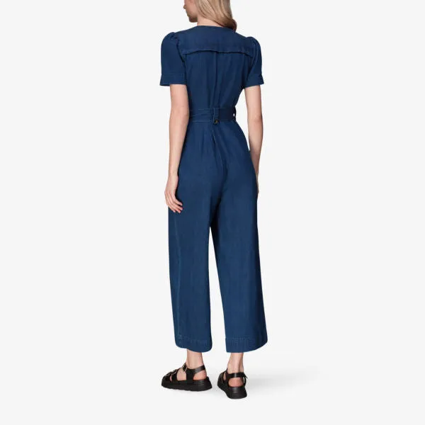 Alana Denim Cotton Jumpsuit with Whistles Belt, Blue