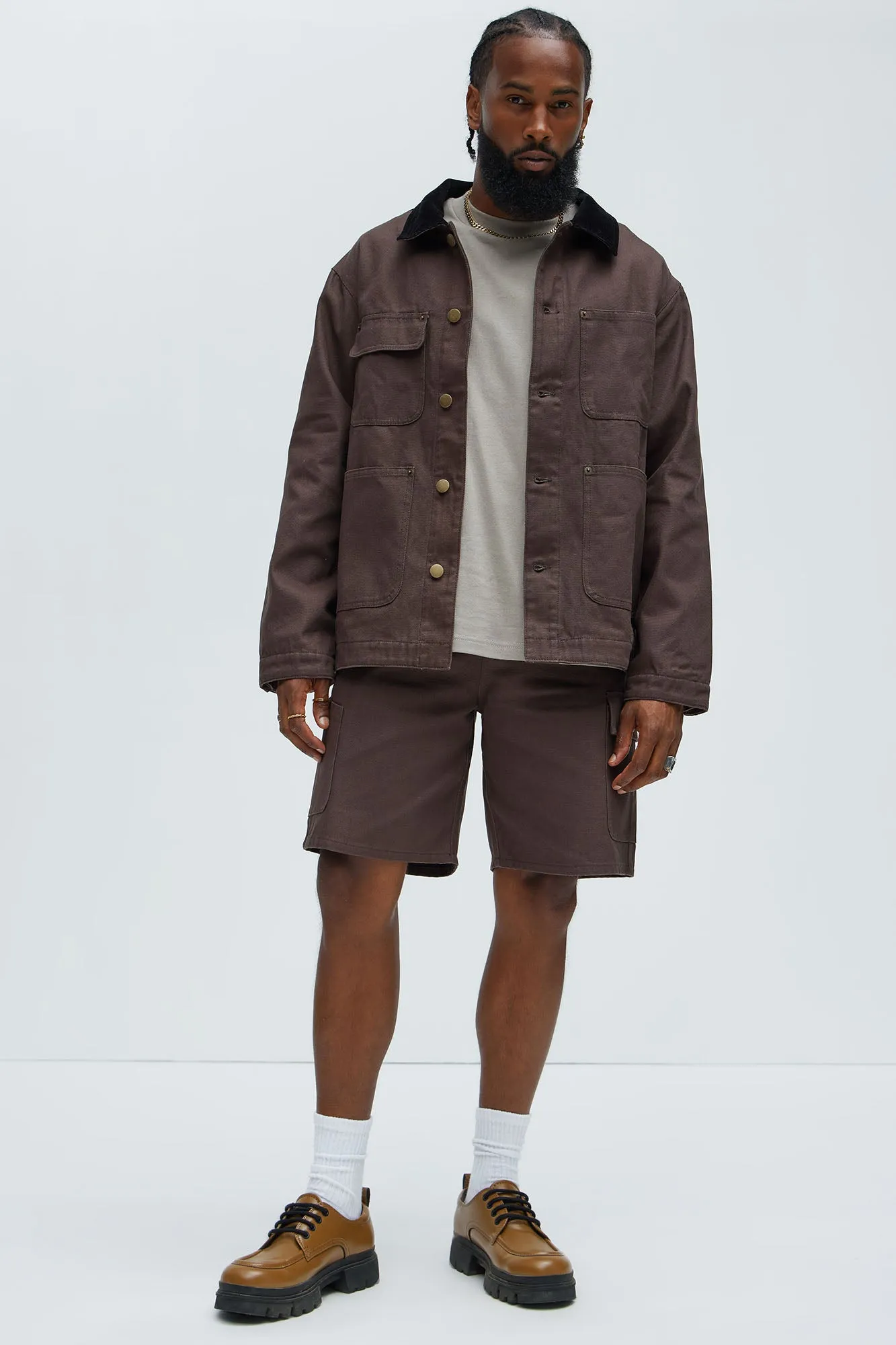 Alexander Utility Canvas Chore Jacket - Brown