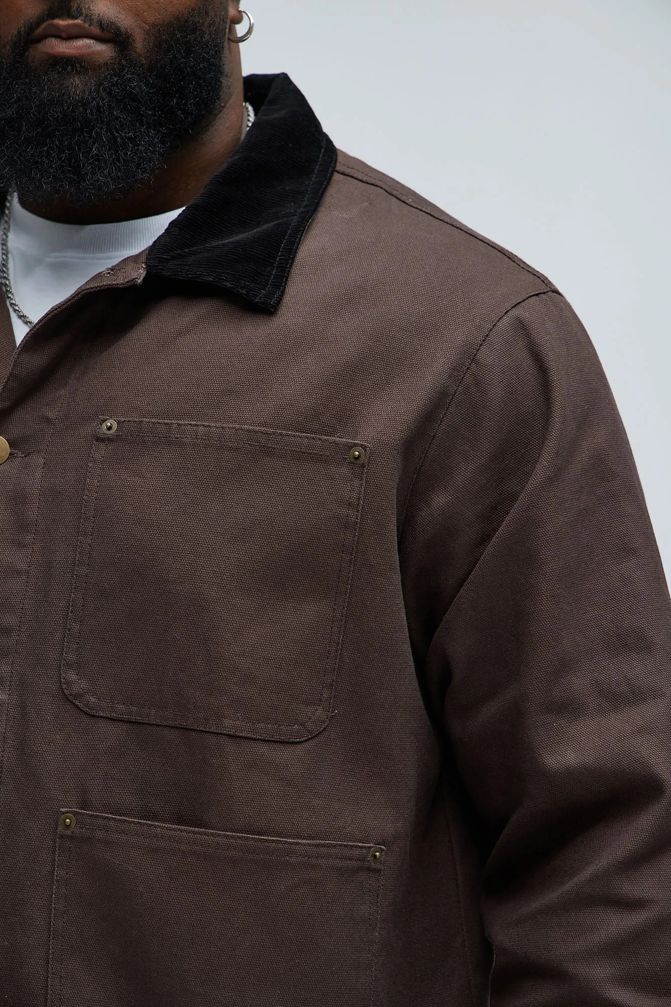 Alexander Utility Canvas Chore Jacket - Brown