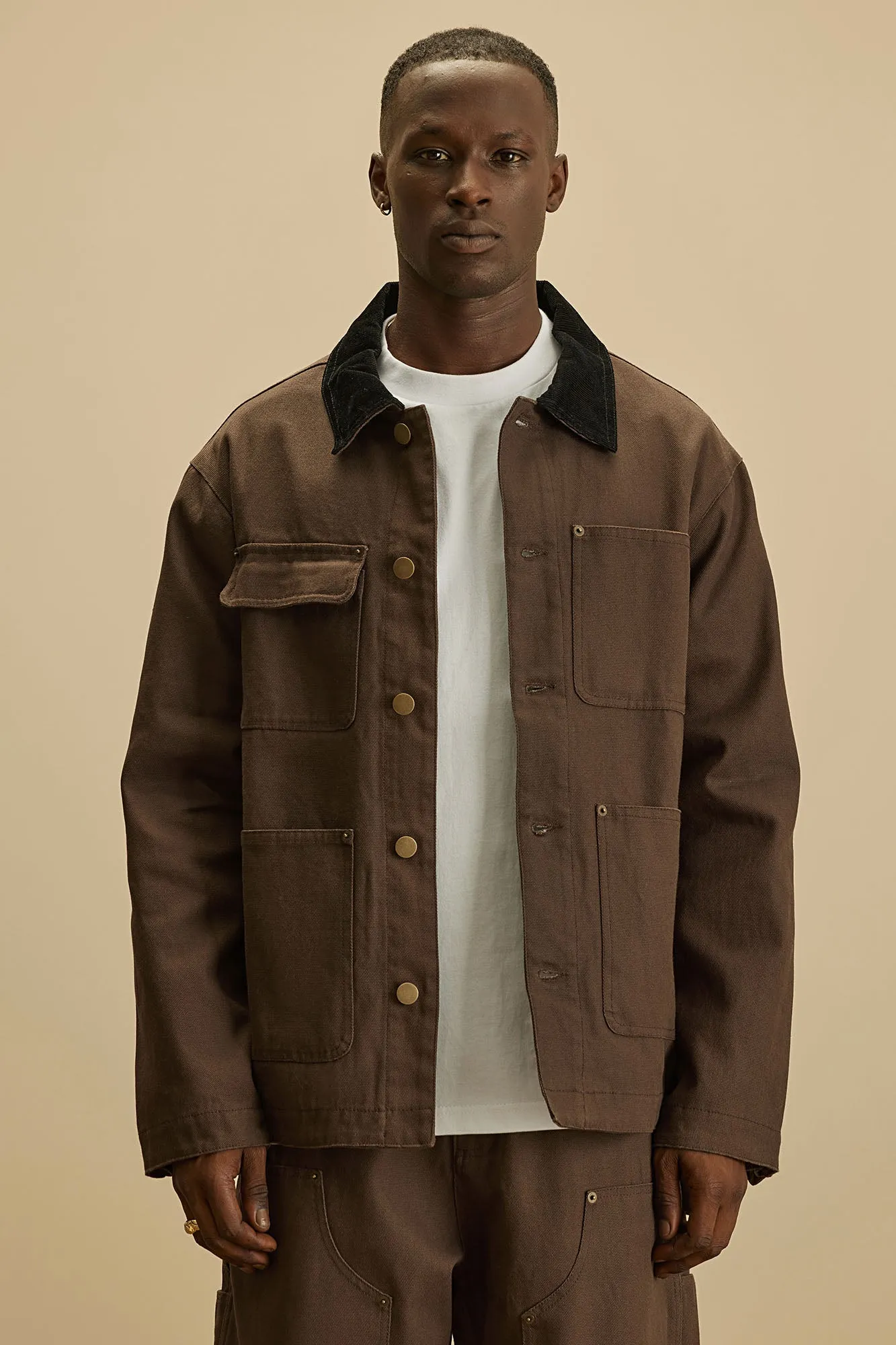 Alexander Utility Canvas Chore Jacket - Brown