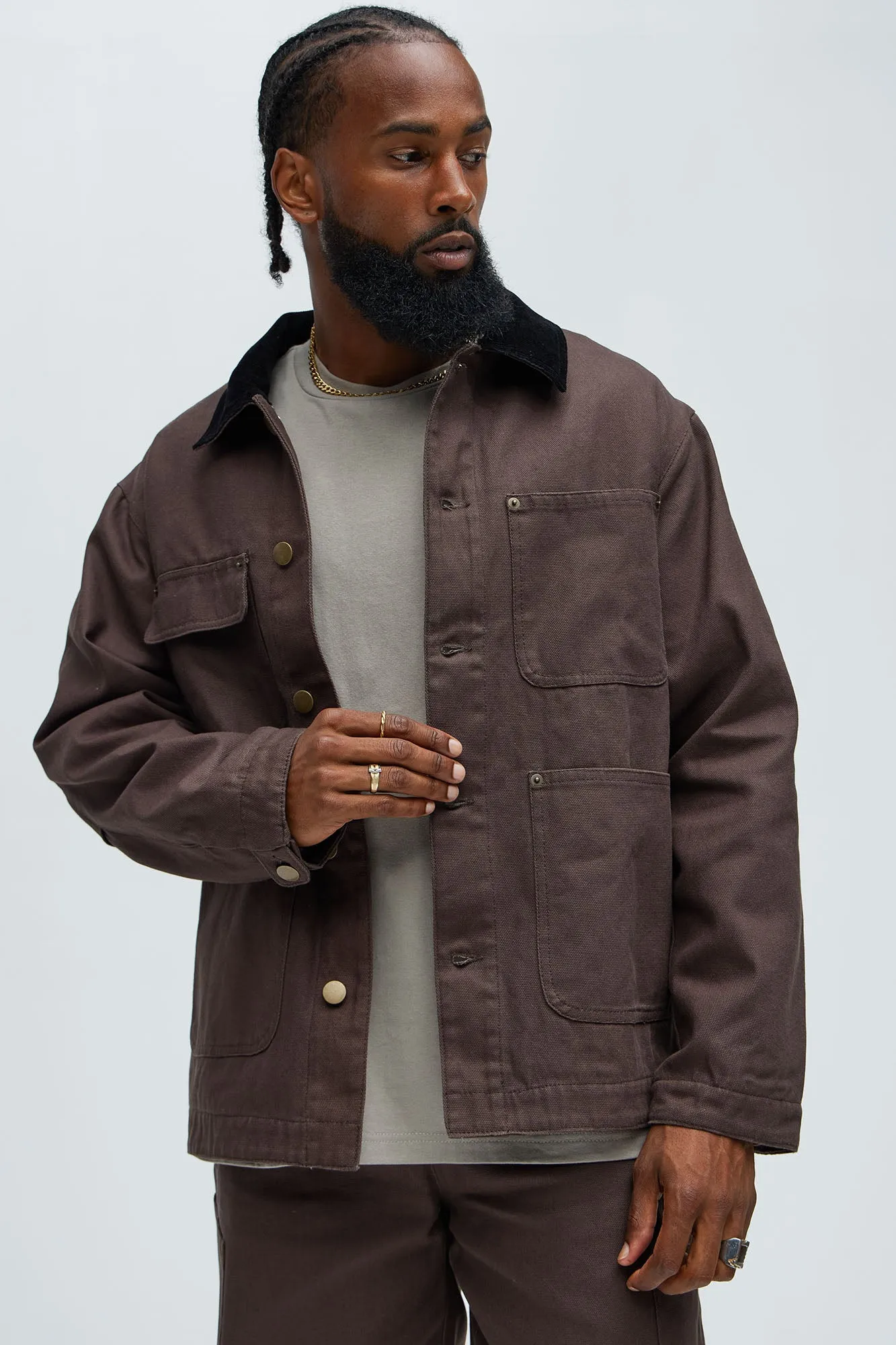 Alexander Utility Canvas Chore Jacket - Brown