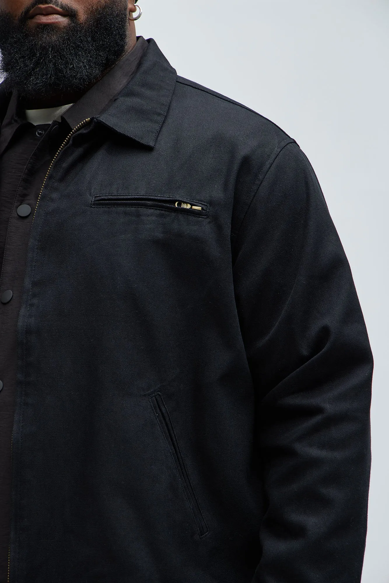 Alexander Utility Canvas Zip Work Jacket - Black