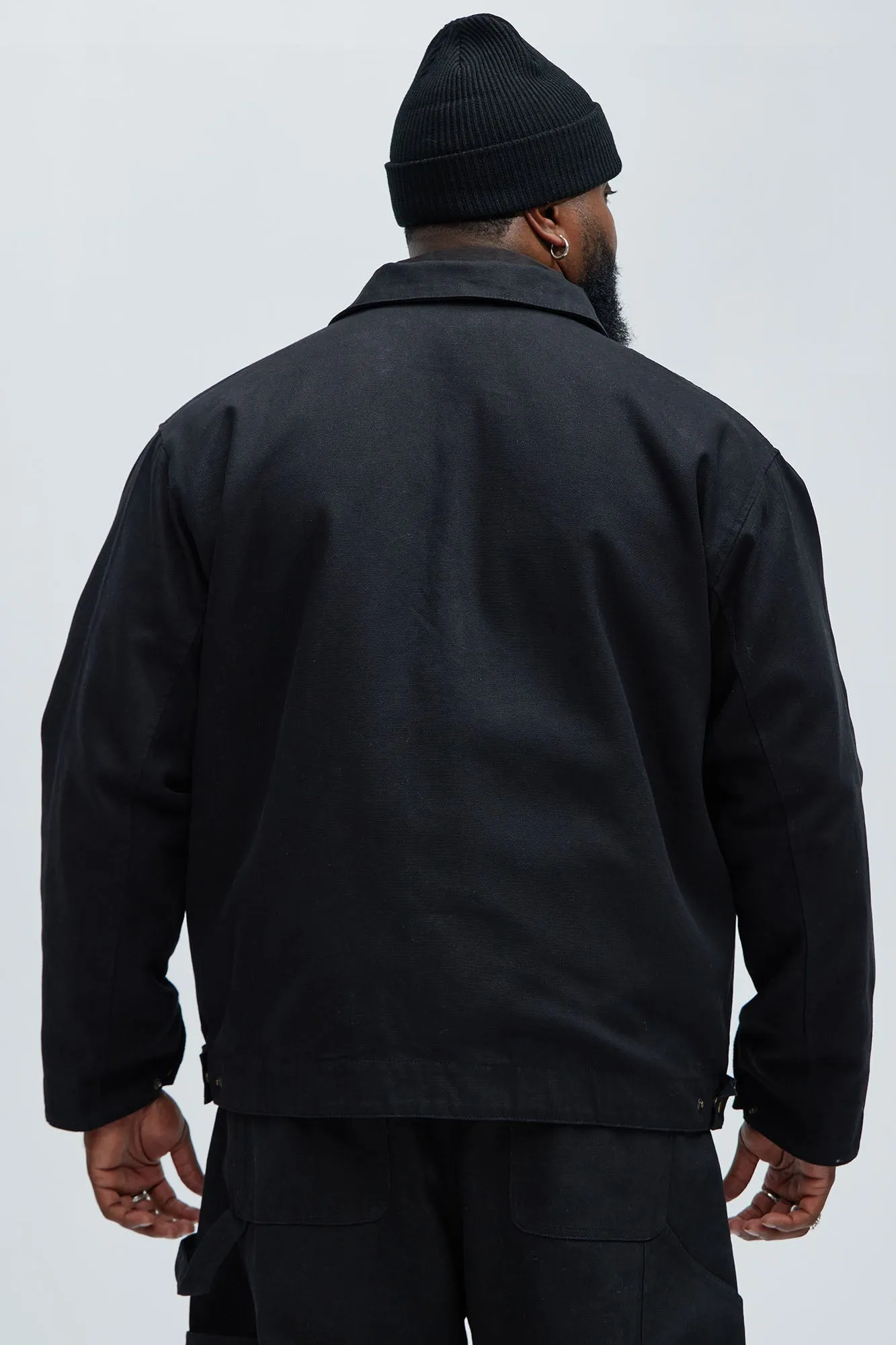 Alexander Utility Canvas Zip Work Jacket - Black