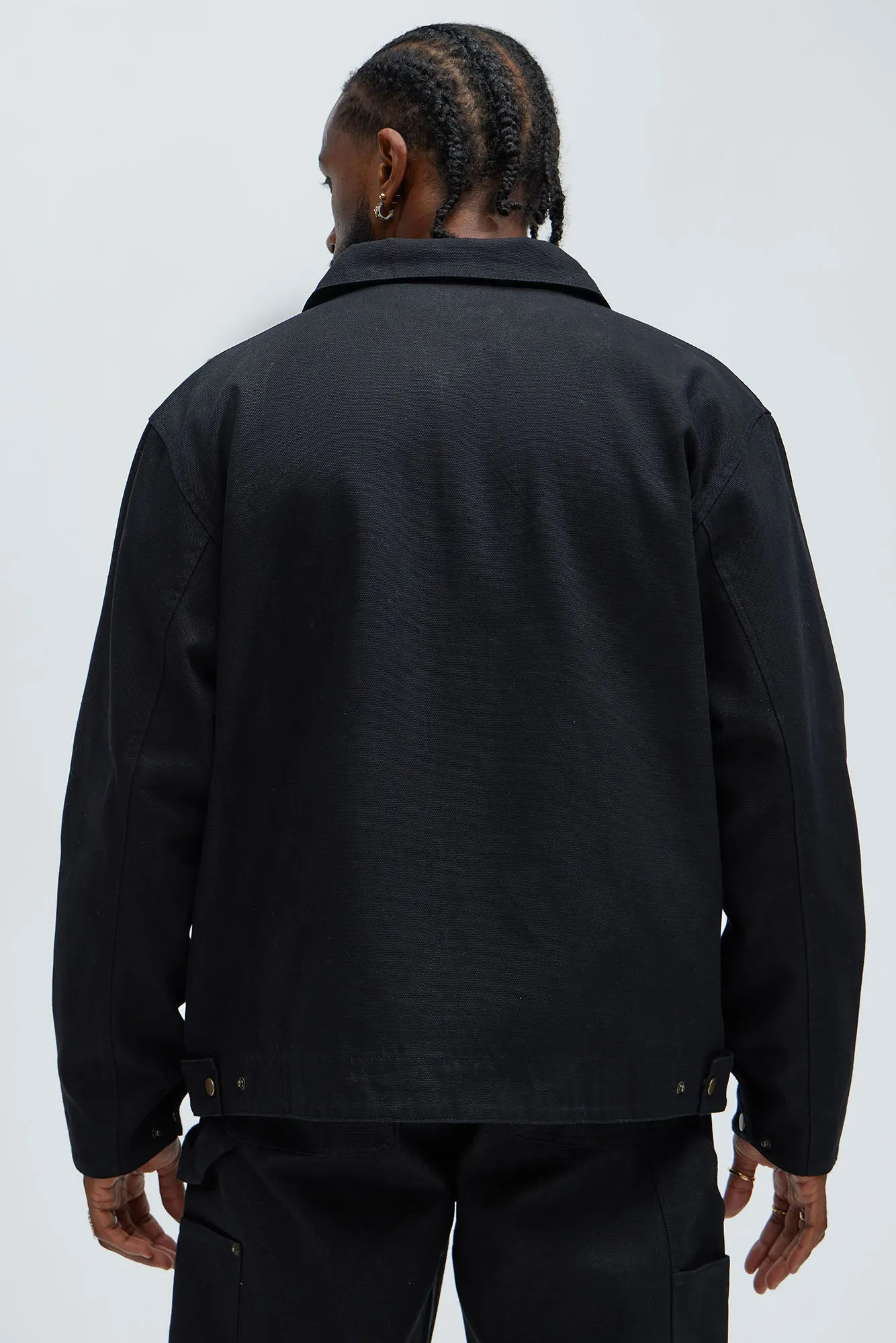 Alexander Utility Canvas Zip Work Jacket - Black