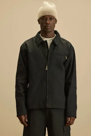 Alexander Utility Canvas Zip Work Jacket - Black