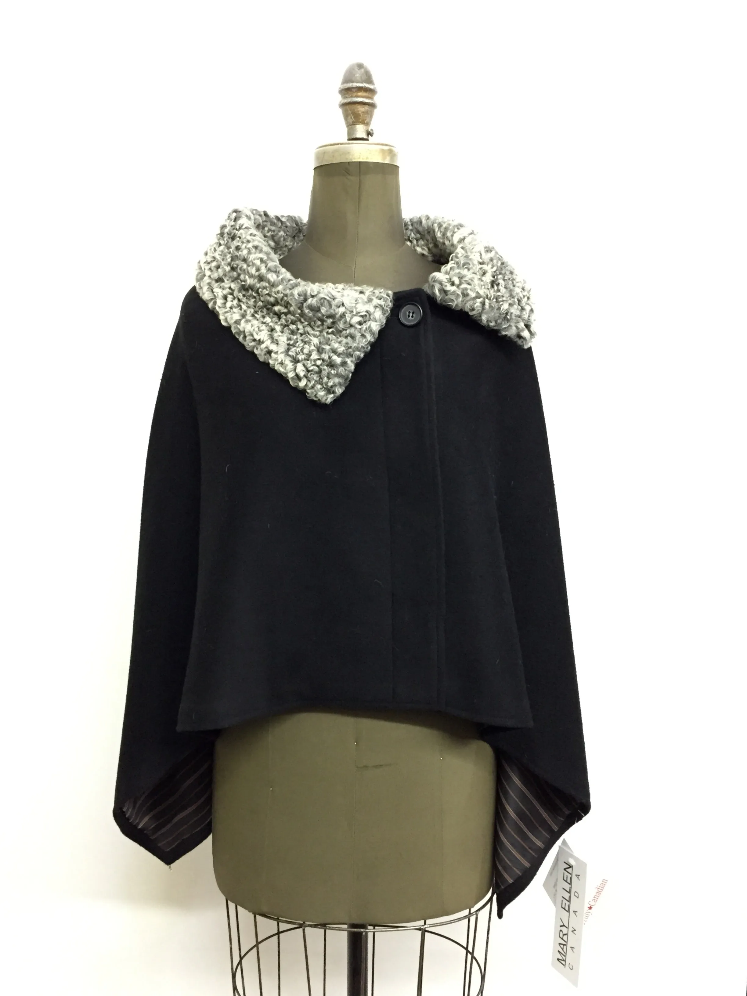 Alexandra Short Capelette - 50% Cashmere - Persian Lamb Collar