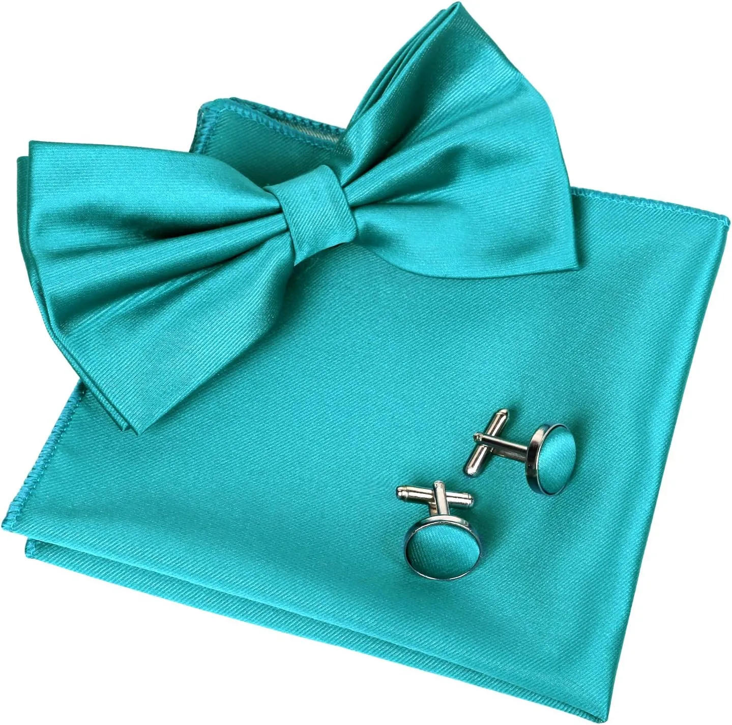 Alizeal Mens Tuxedo Bow Tie, Hanky and Cufflinks Set