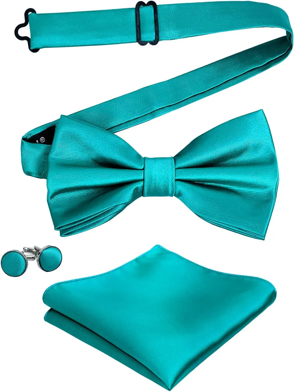 Alizeal Mens Tuxedo Bow Tie, Hanky and Cufflinks Set