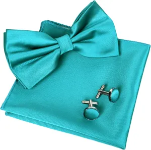 Alizeal Mens Tuxedo Bow Tie, Hanky and Cufflinks Set