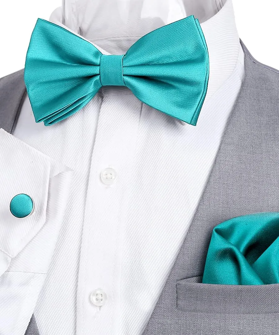 Alizeal Mens Tuxedo Bow Tie, Hanky and Cufflinks Set