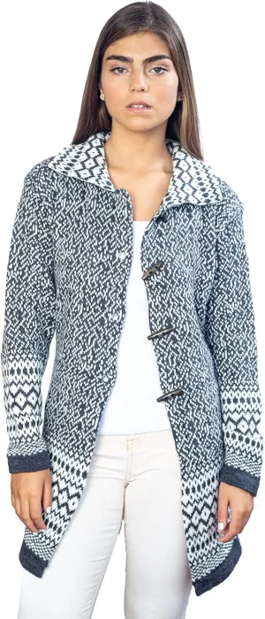 Alpaca Wool Cardigan | Warm & Soft Fair Isle Sweater for Women | Alpaka