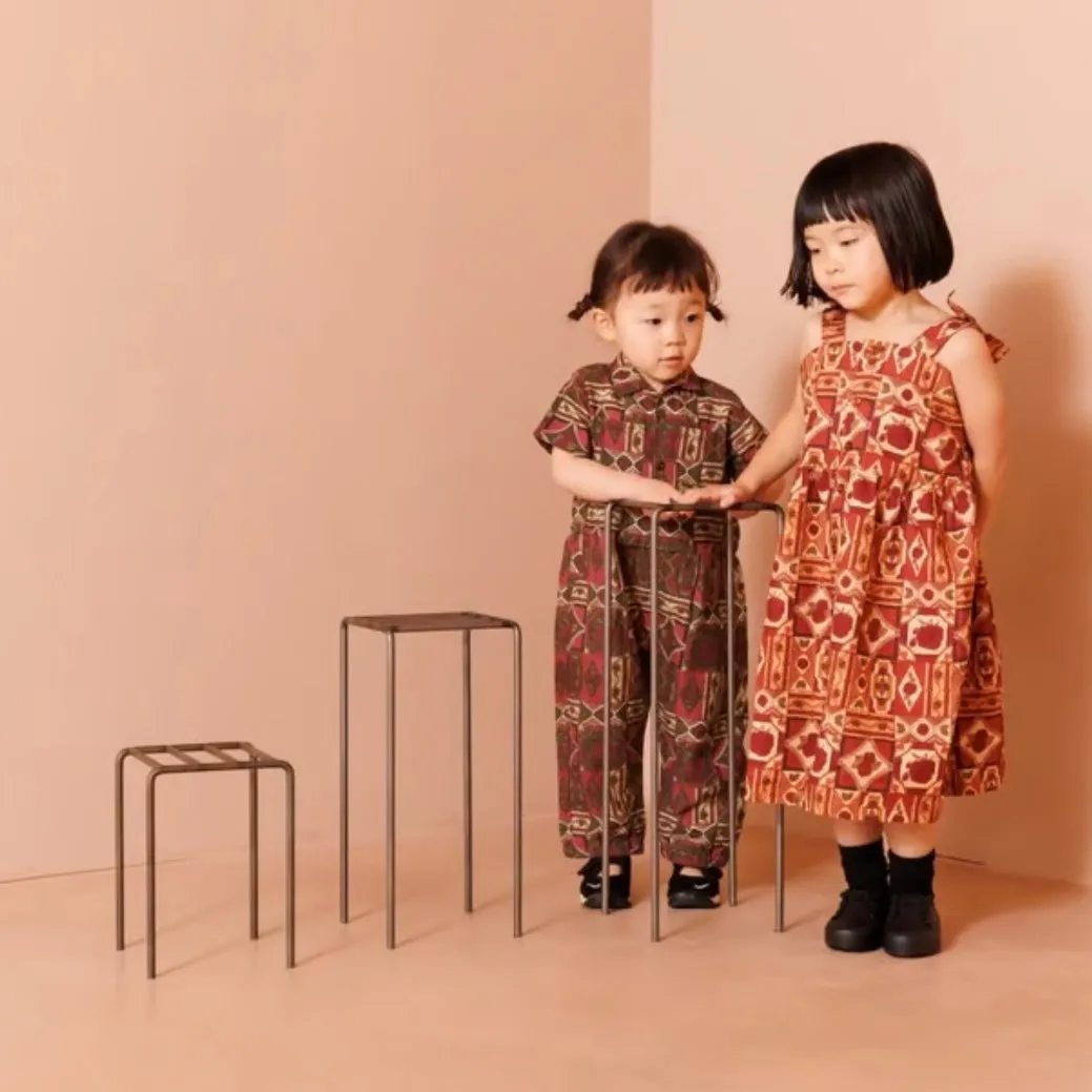 [&pal] tile pattern jumpsuit (red)