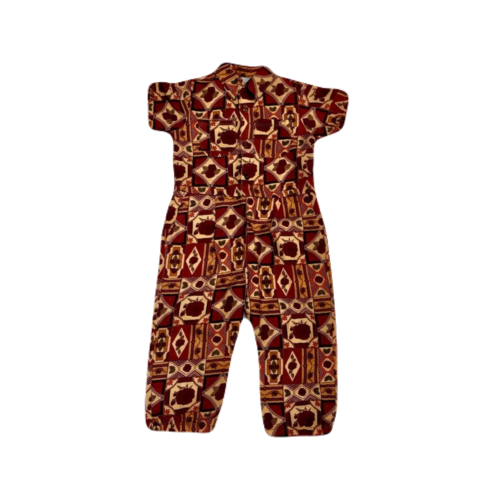 [&pal] tile pattern jumpsuit (red)