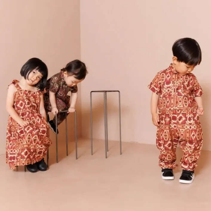 [&pal] tile pattern jumpsuit (red)