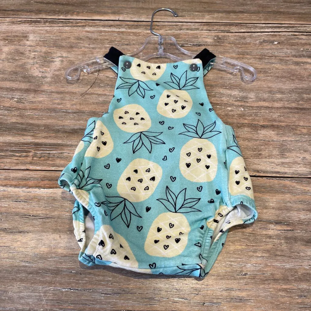 Aqua Pineapple shortalls 0-3m
