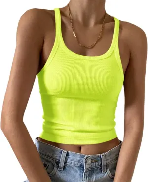Artfish Women's Sleeveless Tank Top Form Fitting Scoop Neck Ribbed Knit Basic Cami Shirts
