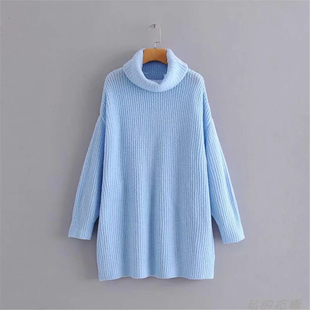 Autumn Winter Women Pattern Turtleneck Collar Long Sleeve Solid Knitting Pulloveres Casual Sweater