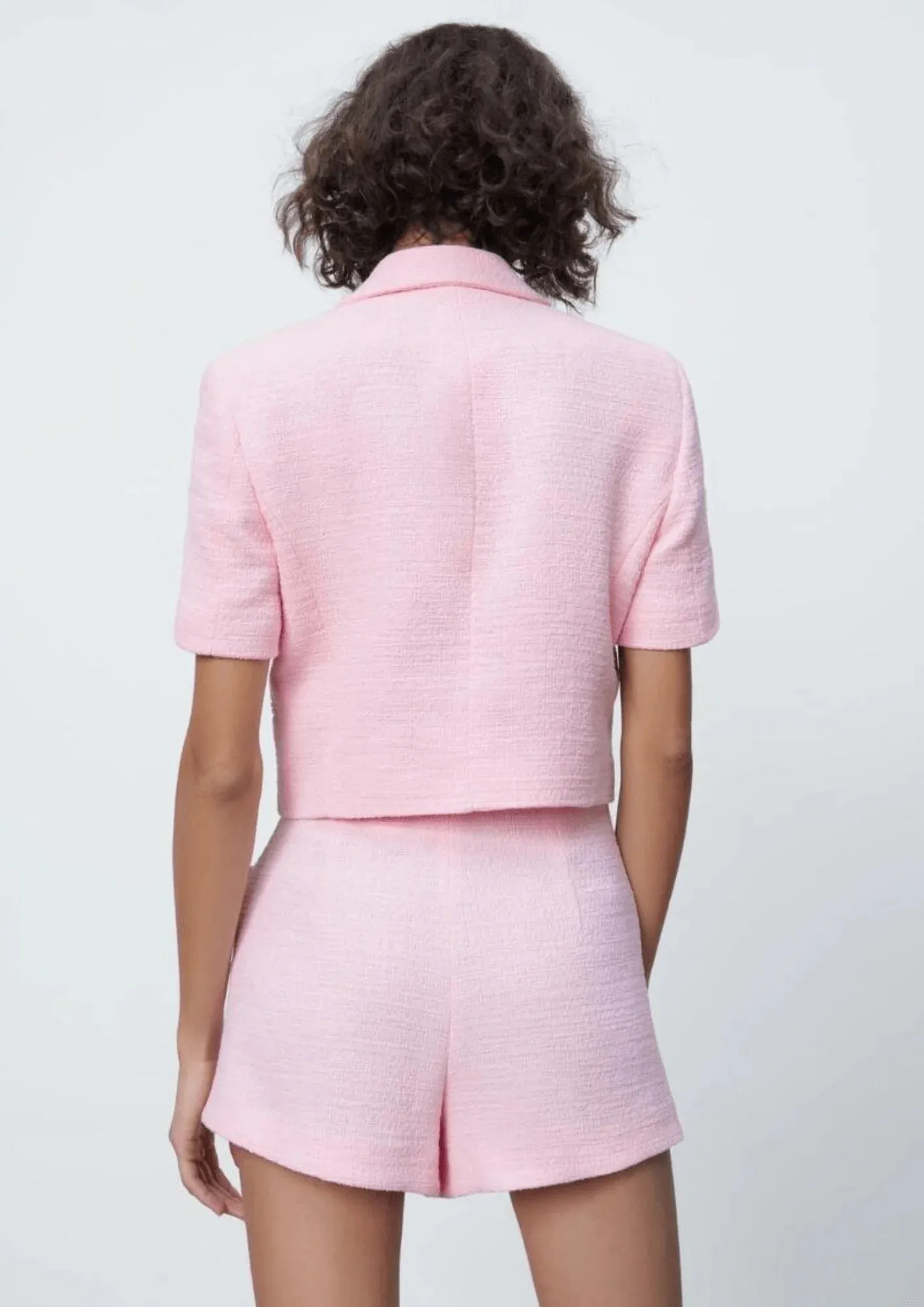 BABY PINK TWEED SHORTS