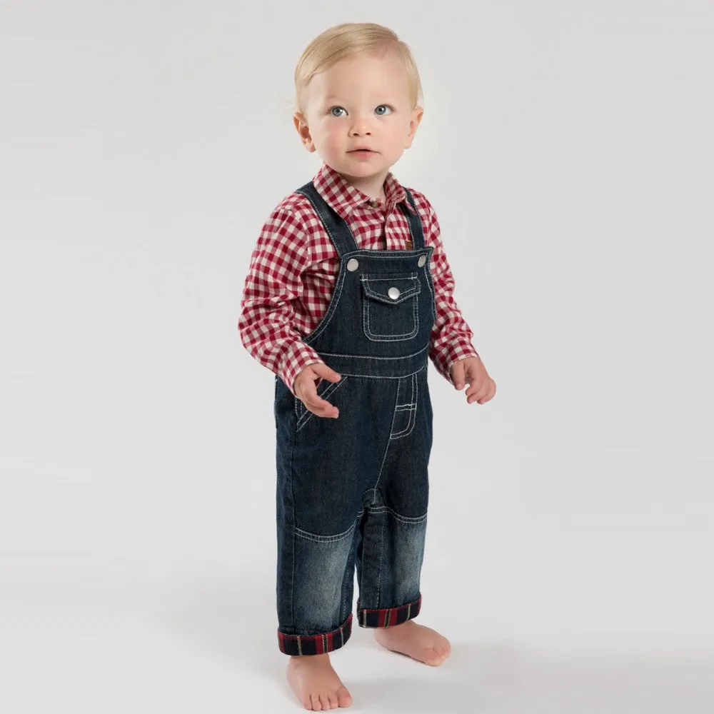 Boys' Flannel-lined Denim Overalls