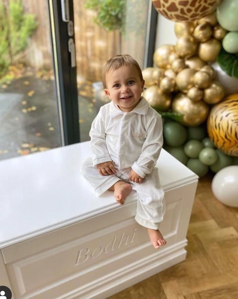 Boys Luxury White Velvet Pyjamas
