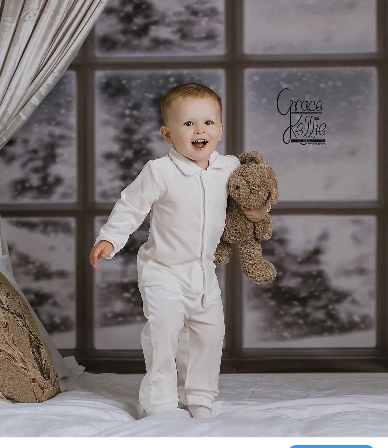 Boys Luxury White Velvet Pyjamas