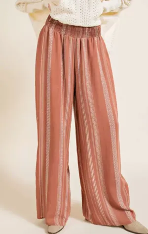 Brick and cream wide leg pants