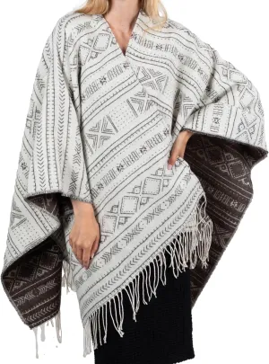 Brook   Bay Winter Poncho - Shawl Wrap & Womens Poncho Sweater w/Tassels - Cardigan Poncho - Travel Cape Poncho for Women