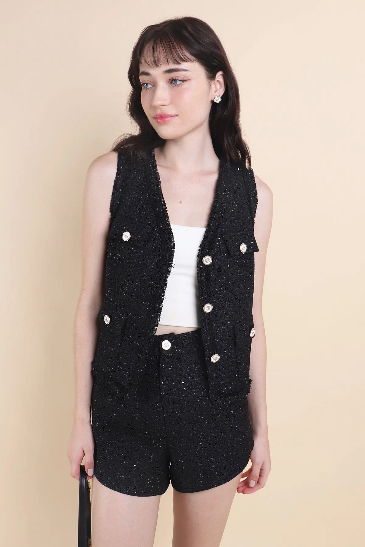 CAMILLE TWEED 2-PC SET IN BLACK