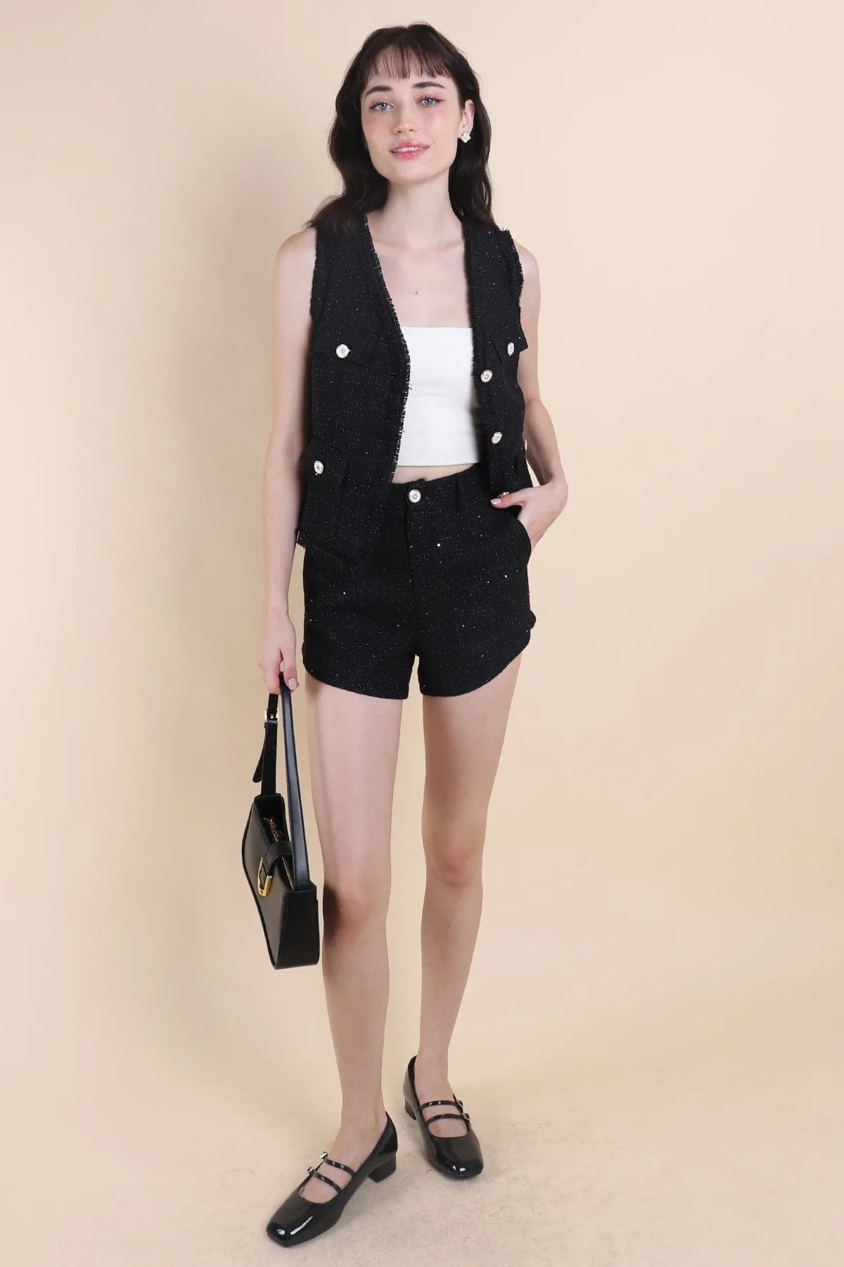 CAMILLE TWEED 2-PC SET IN BLACK