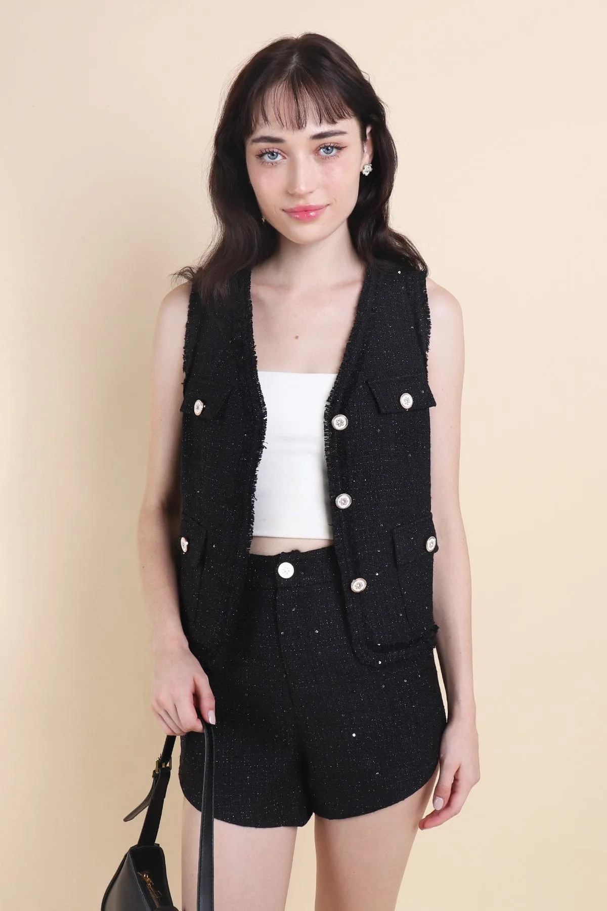 CAMILLE TWEED 2-PC SET IN BLACK