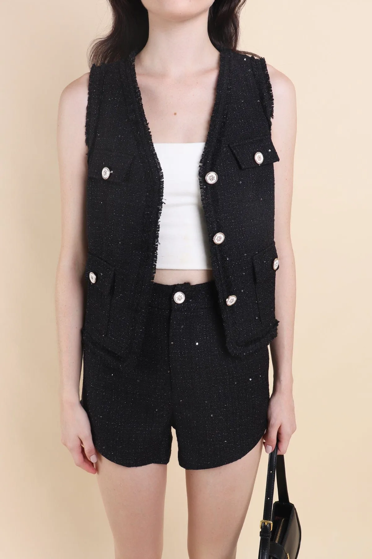 CAMILLE TWEED 2-PC SET IN BLACK