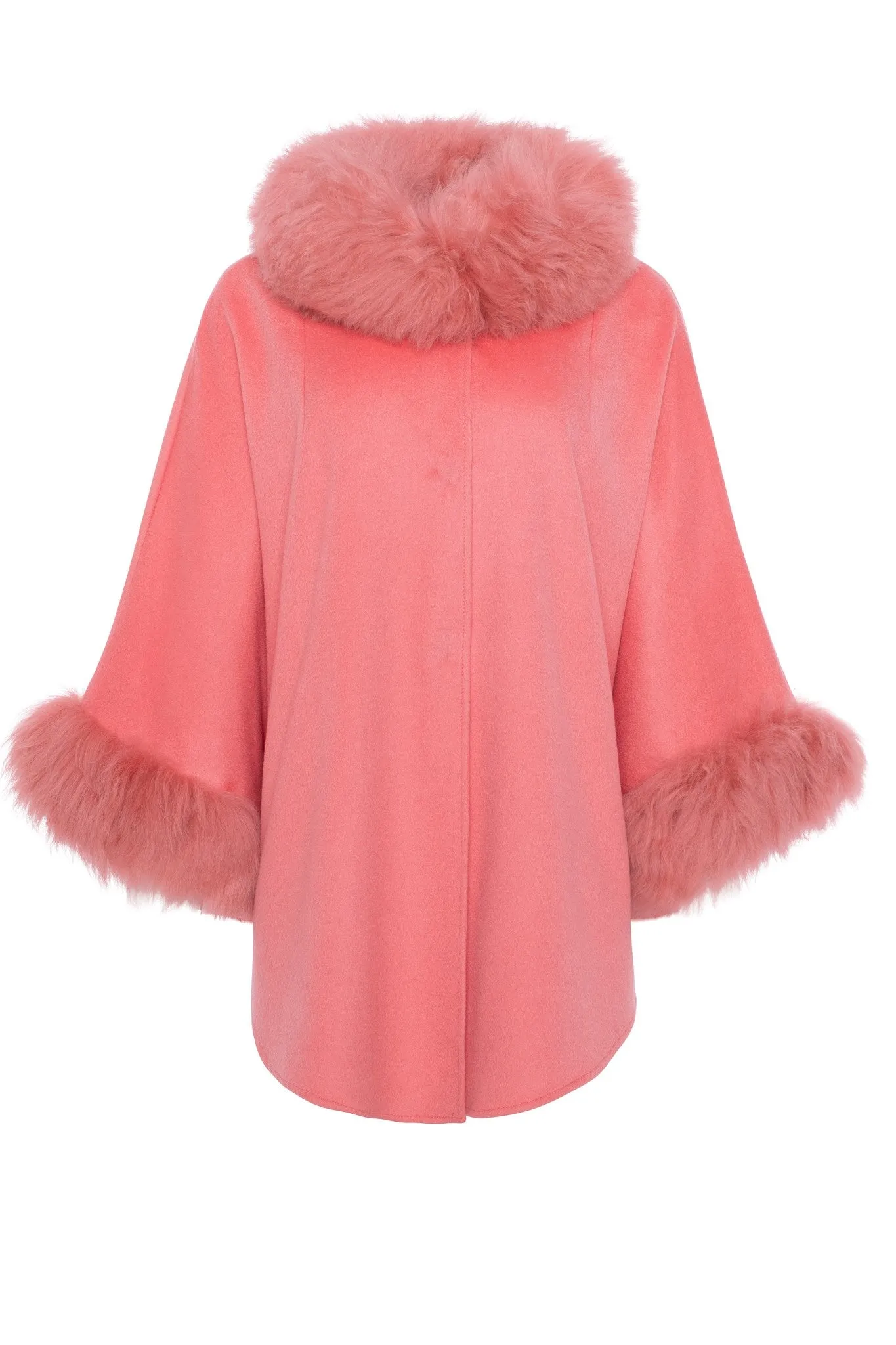 Cashmere & Wool Cape with Select Lamb Trim