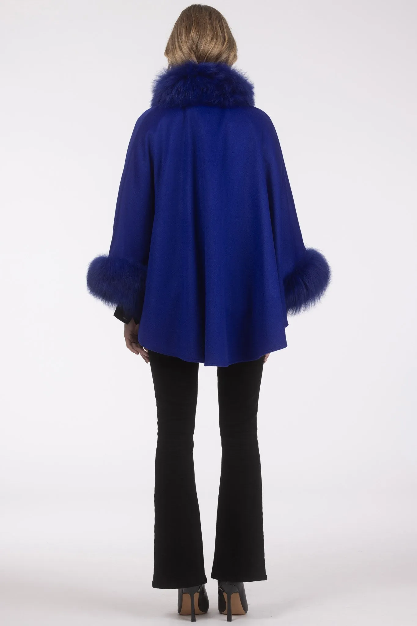 Cashmere & Wool Cape with Select Lamb Trim