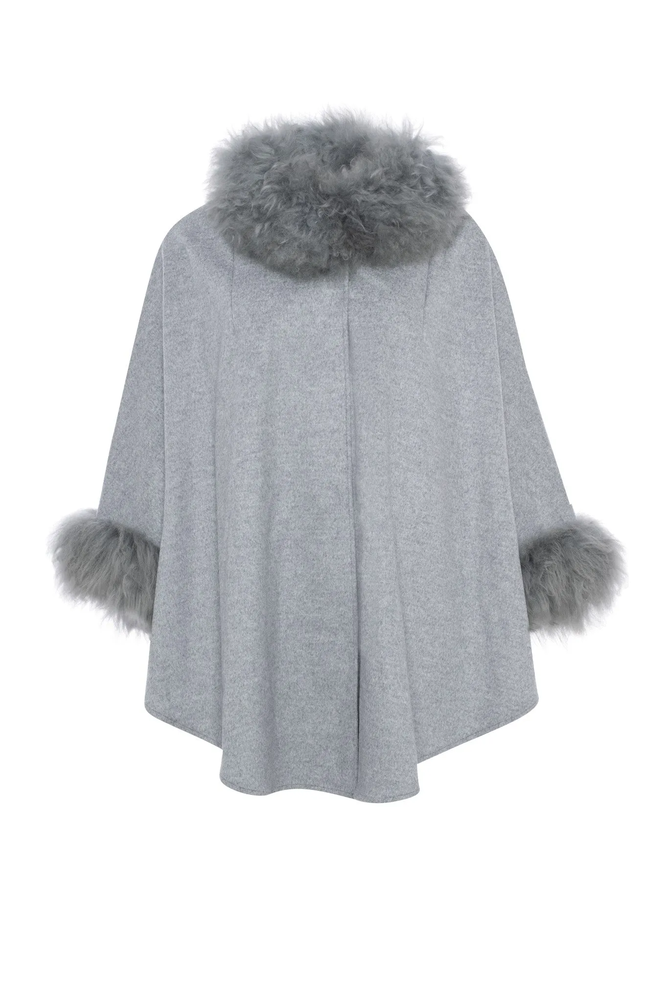 Cashmere & Wool Cape with Select Lamb Trim