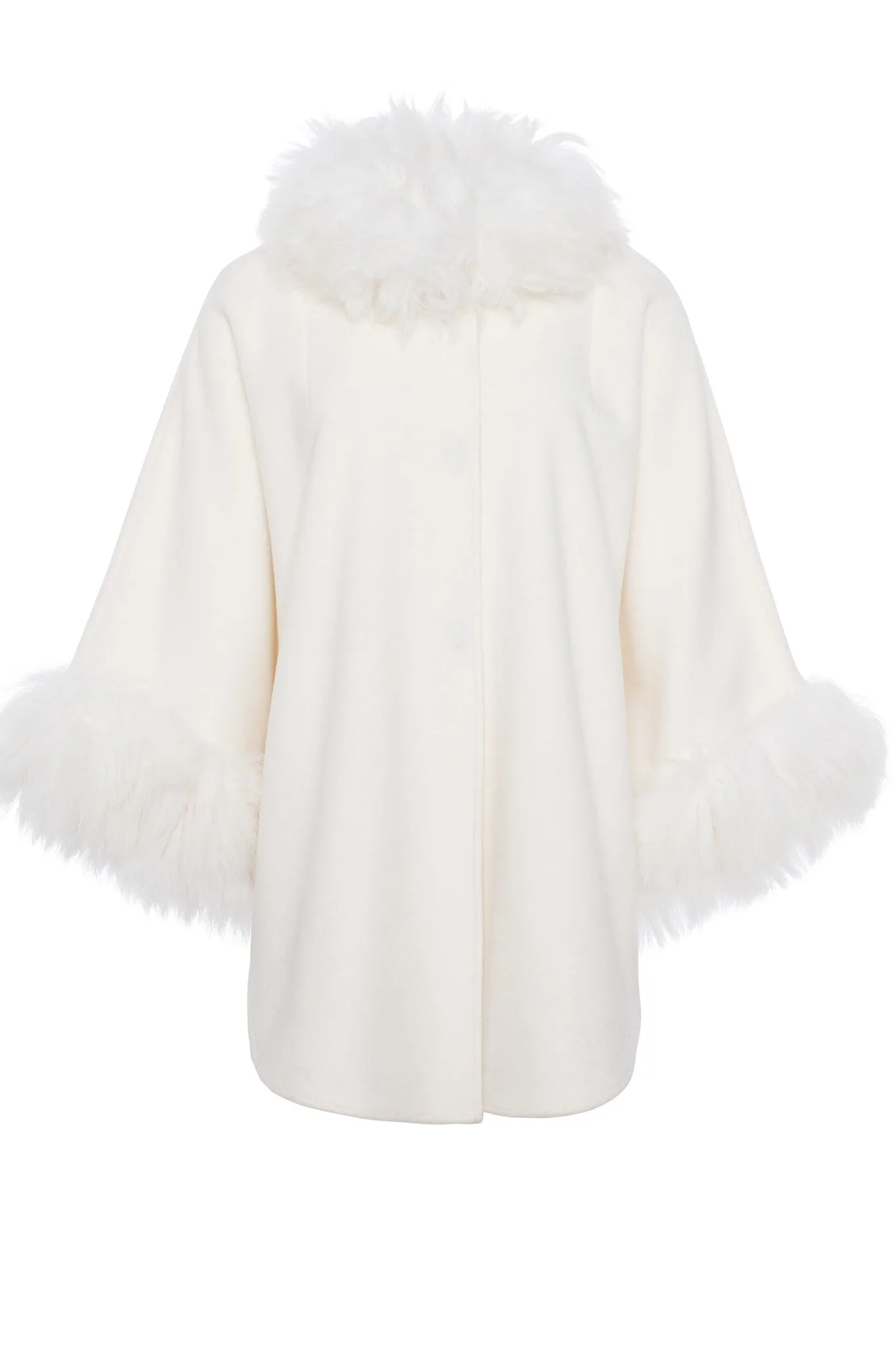 Cashmere & Wool Cape with Select Lamb Trim