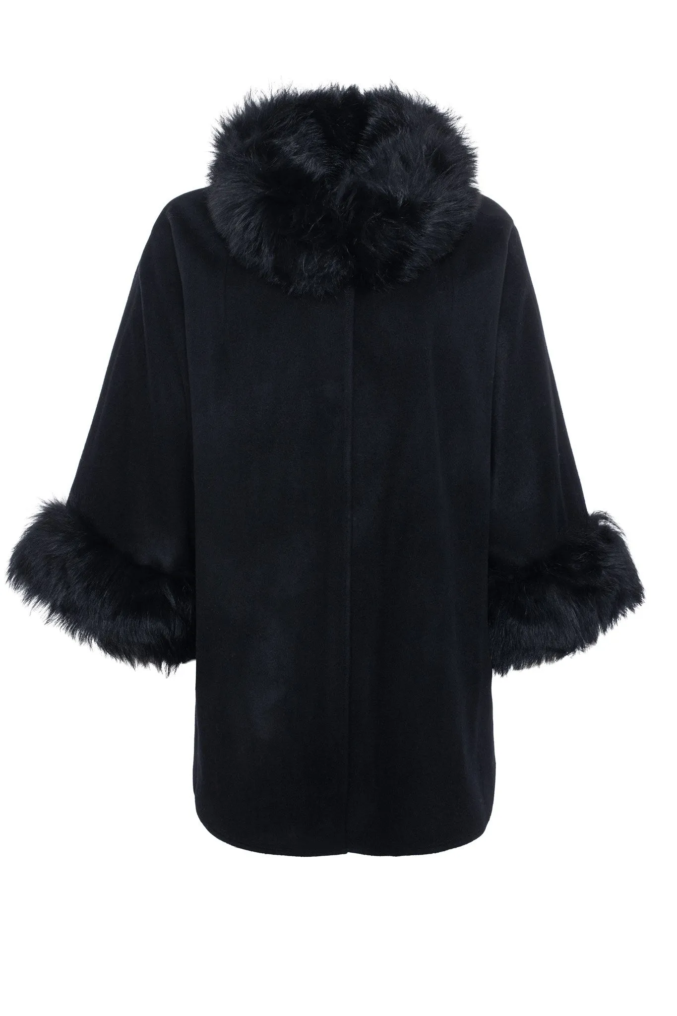 Cashmere & Wool Cape with Select Lamb Trim