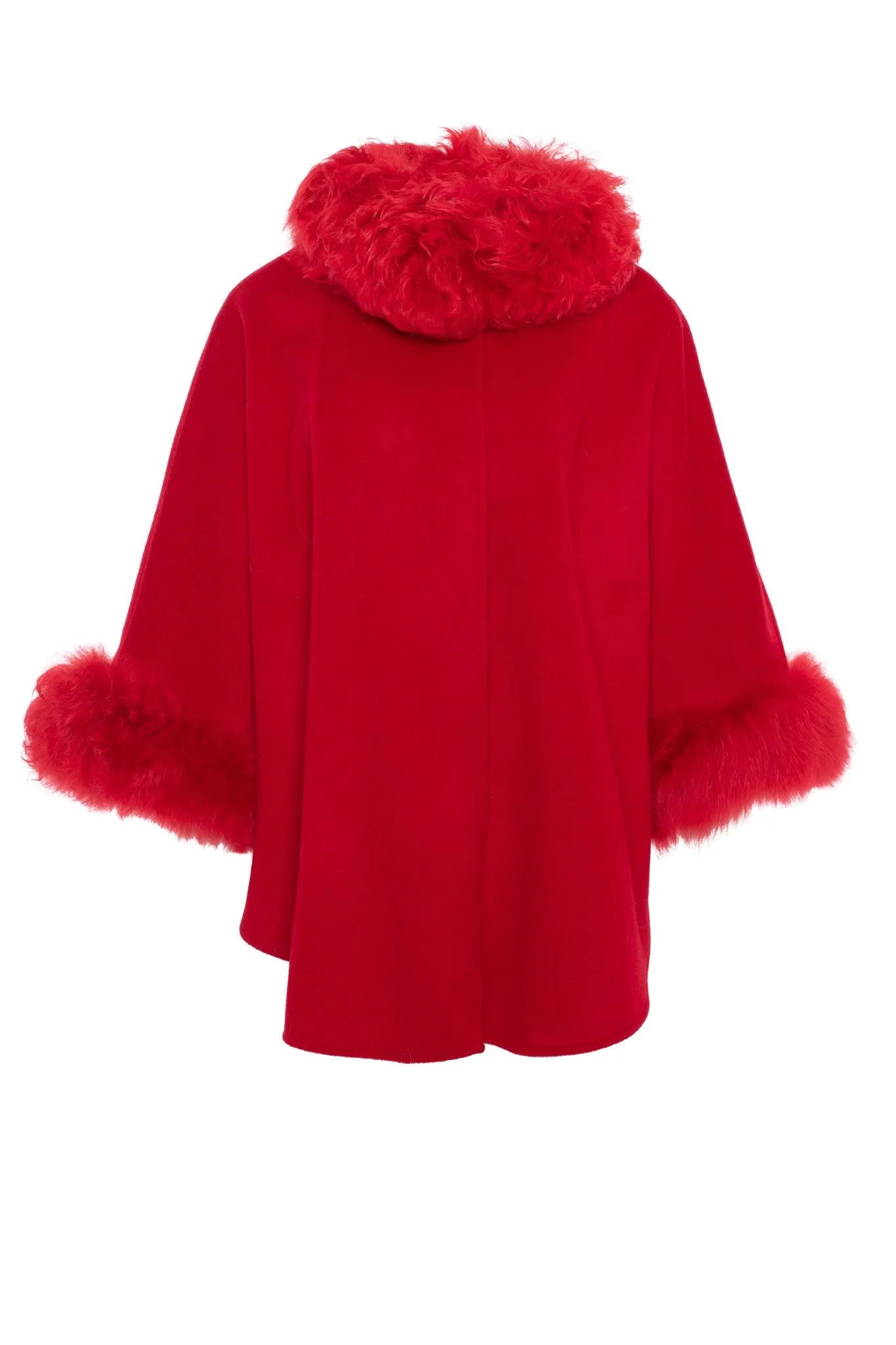 Cashmere & Wool Cape with Select Lamb Trim