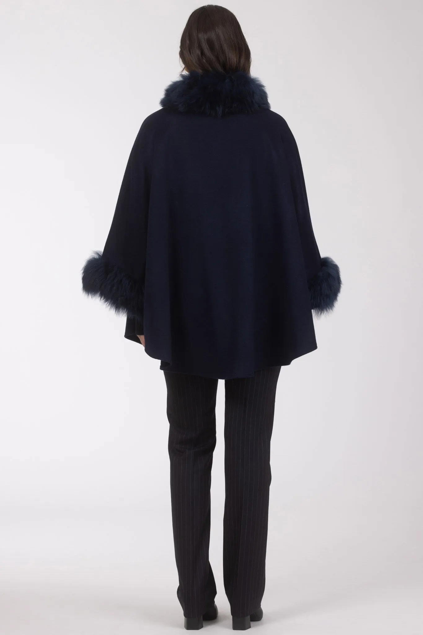 Cashmere & Wool Cape with Select Lamb Trim