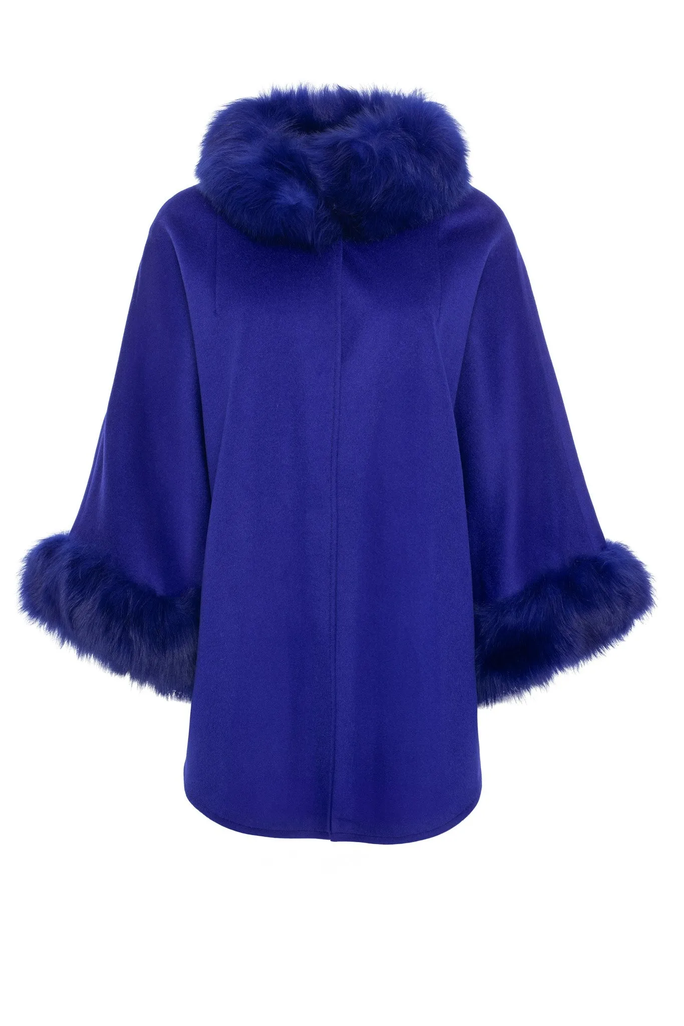 Cashmere & Wool Cape with Select Lamb Trim