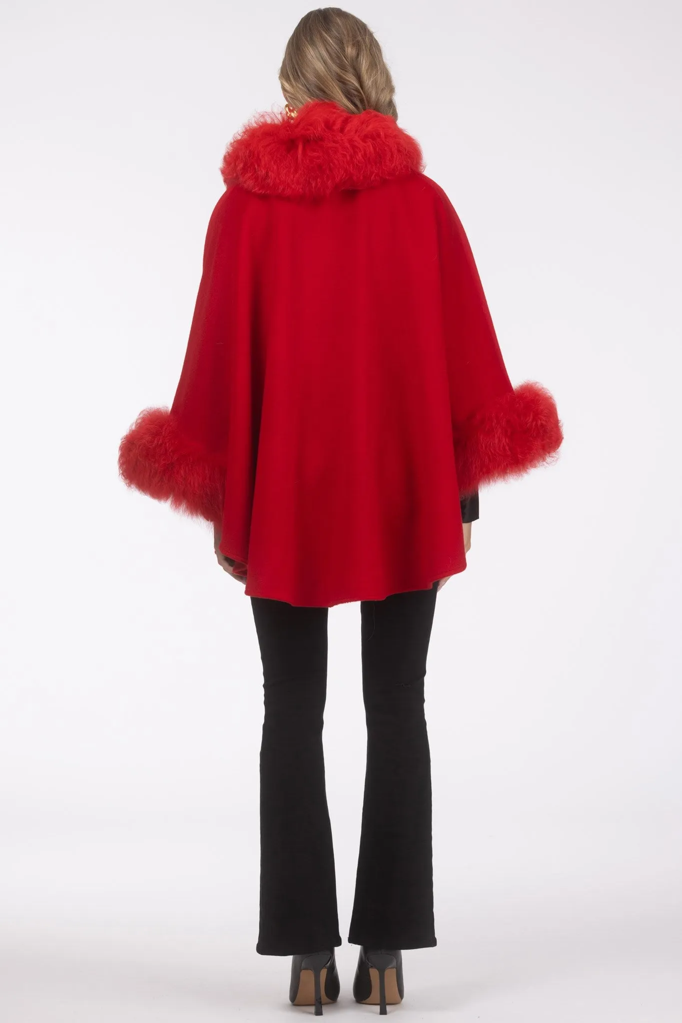 Cashmere & Wool Cape with Select Lamb Trim