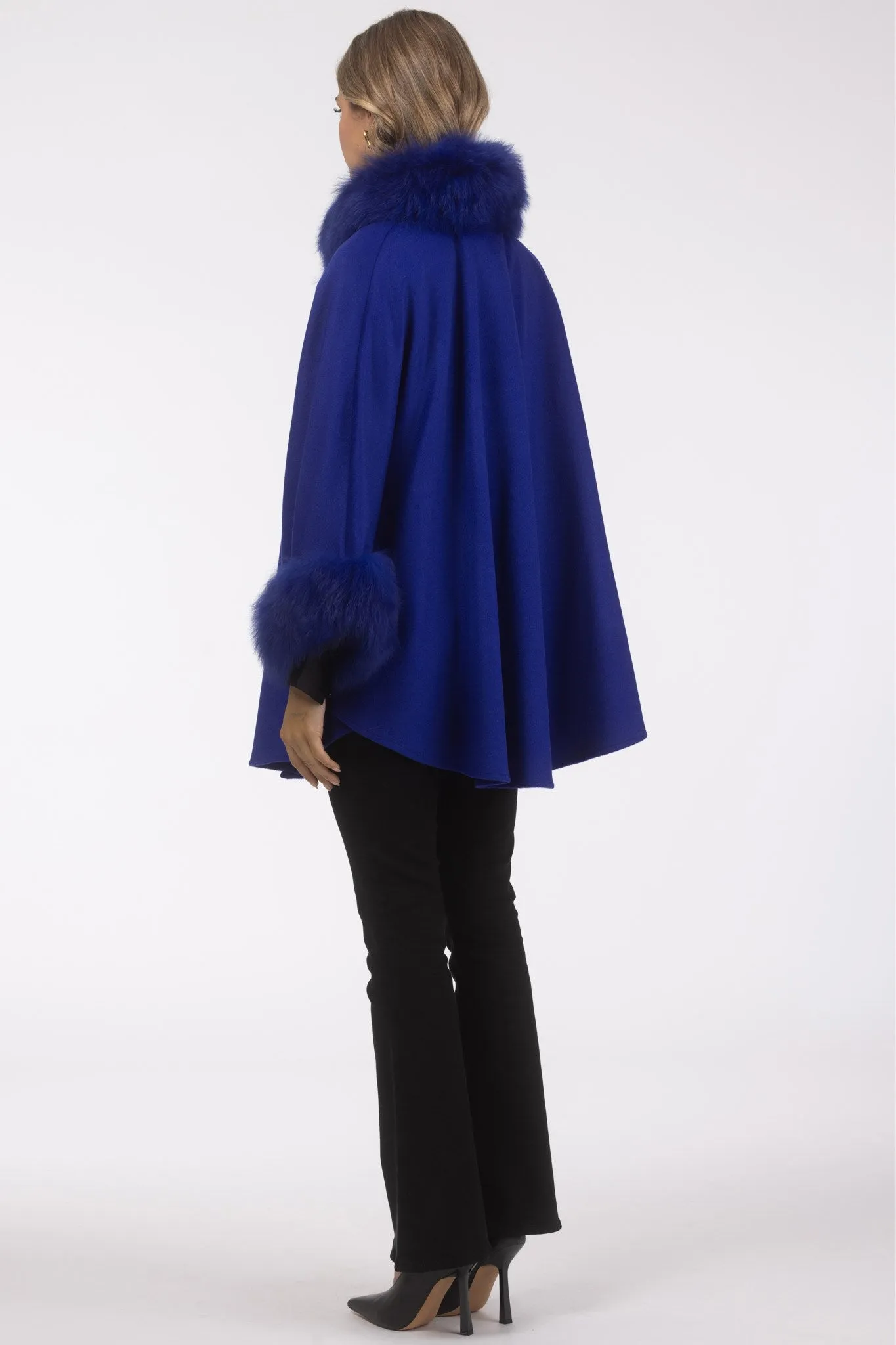 Cashmere & Wool Cape with Select Lamb Trim