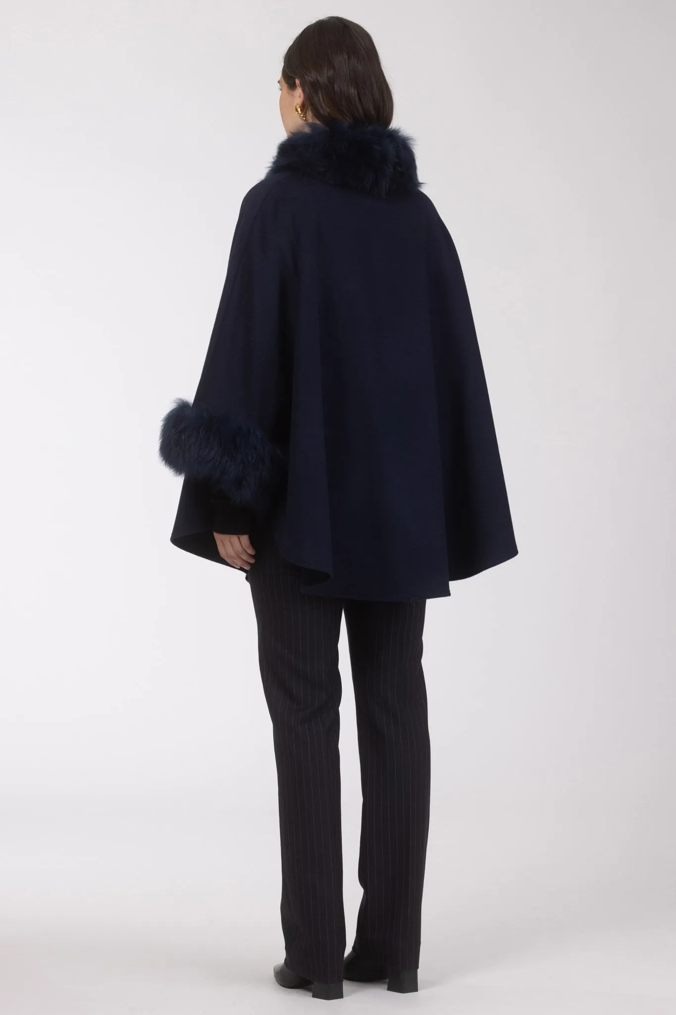 Cashmere & Wool Cape with Select Lamb Trim
