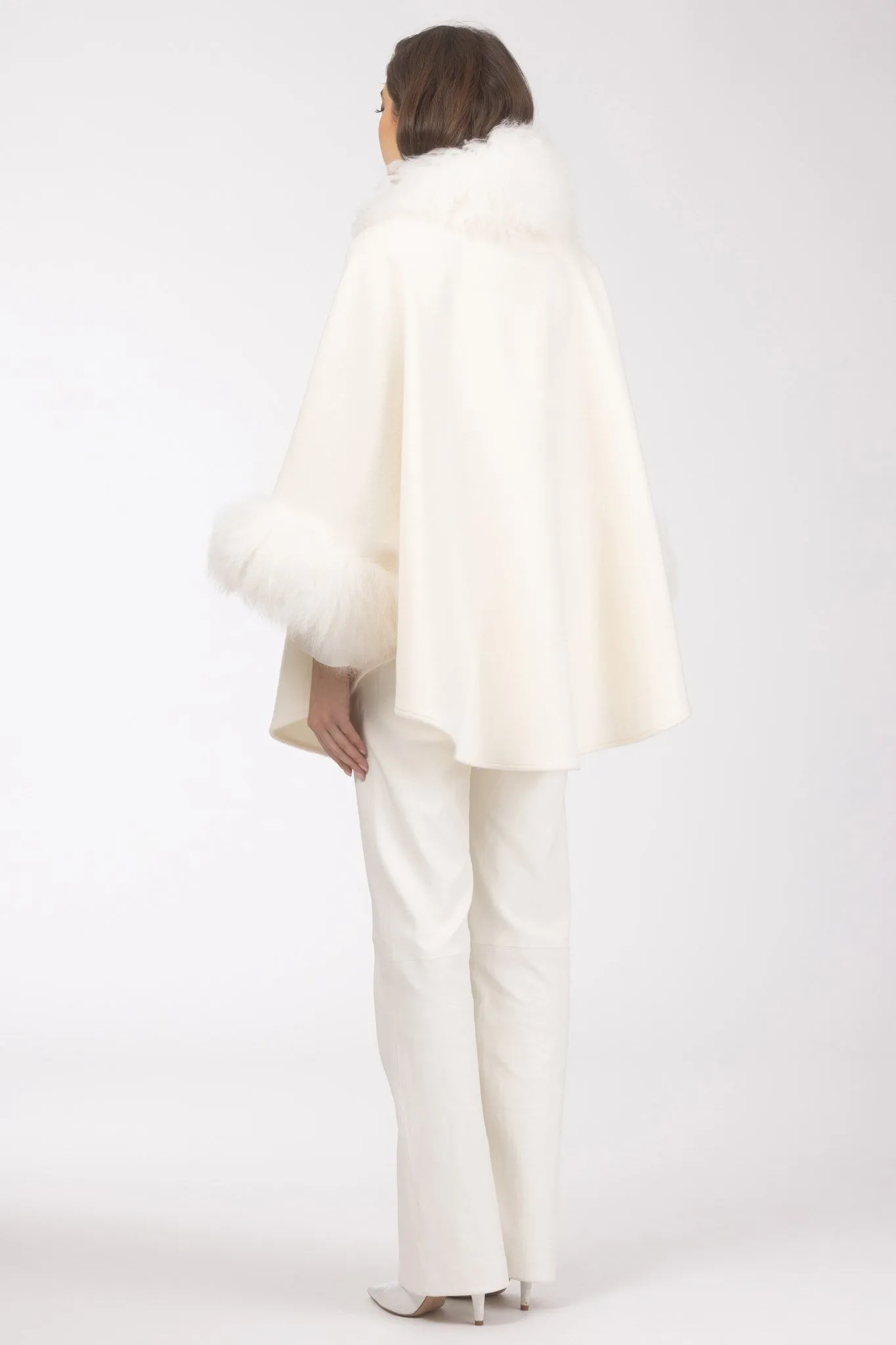 Cashmere & Wool Cape with Select Lamb Trim