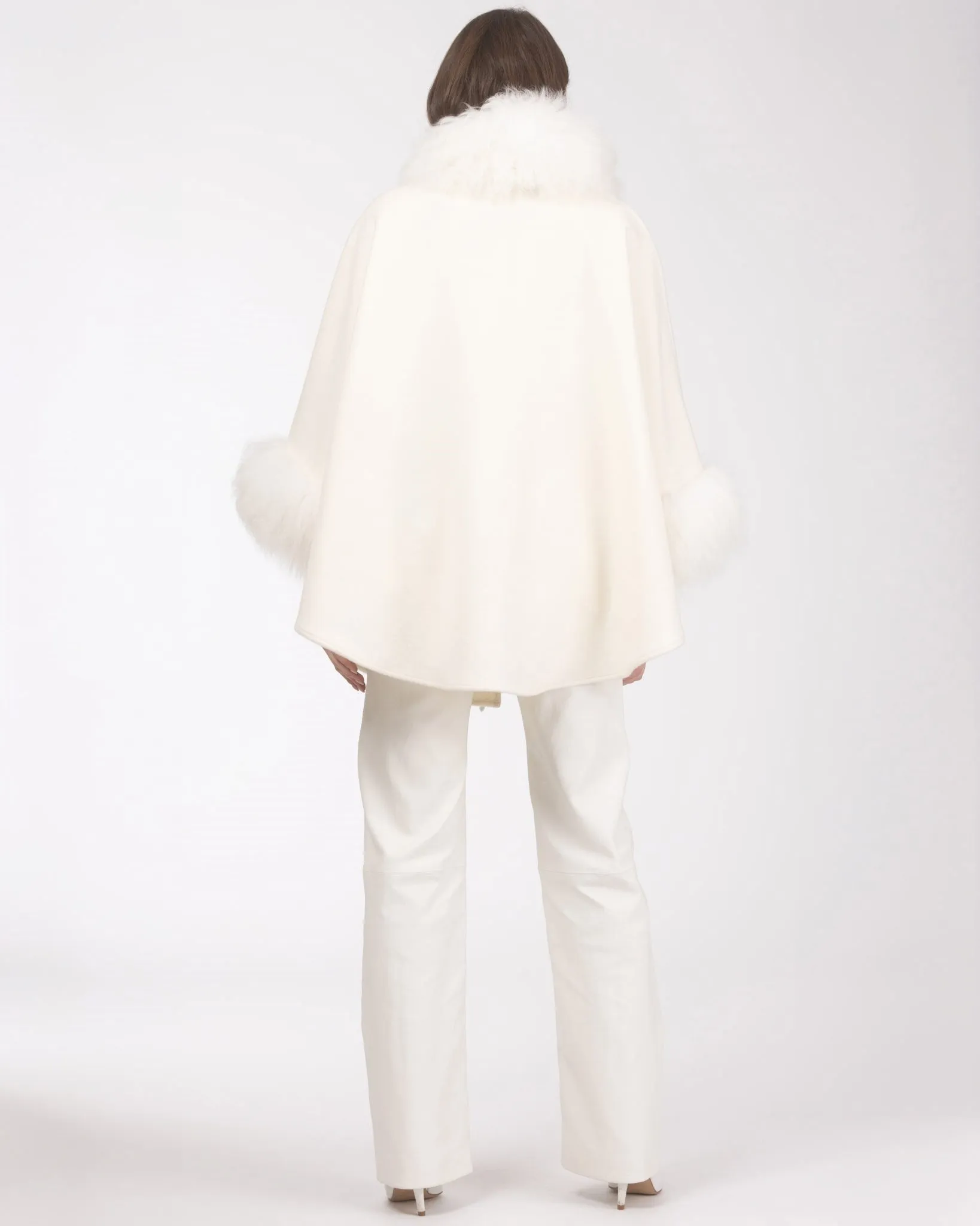 Cashmere & Wool Cape with Select Lamb Trim