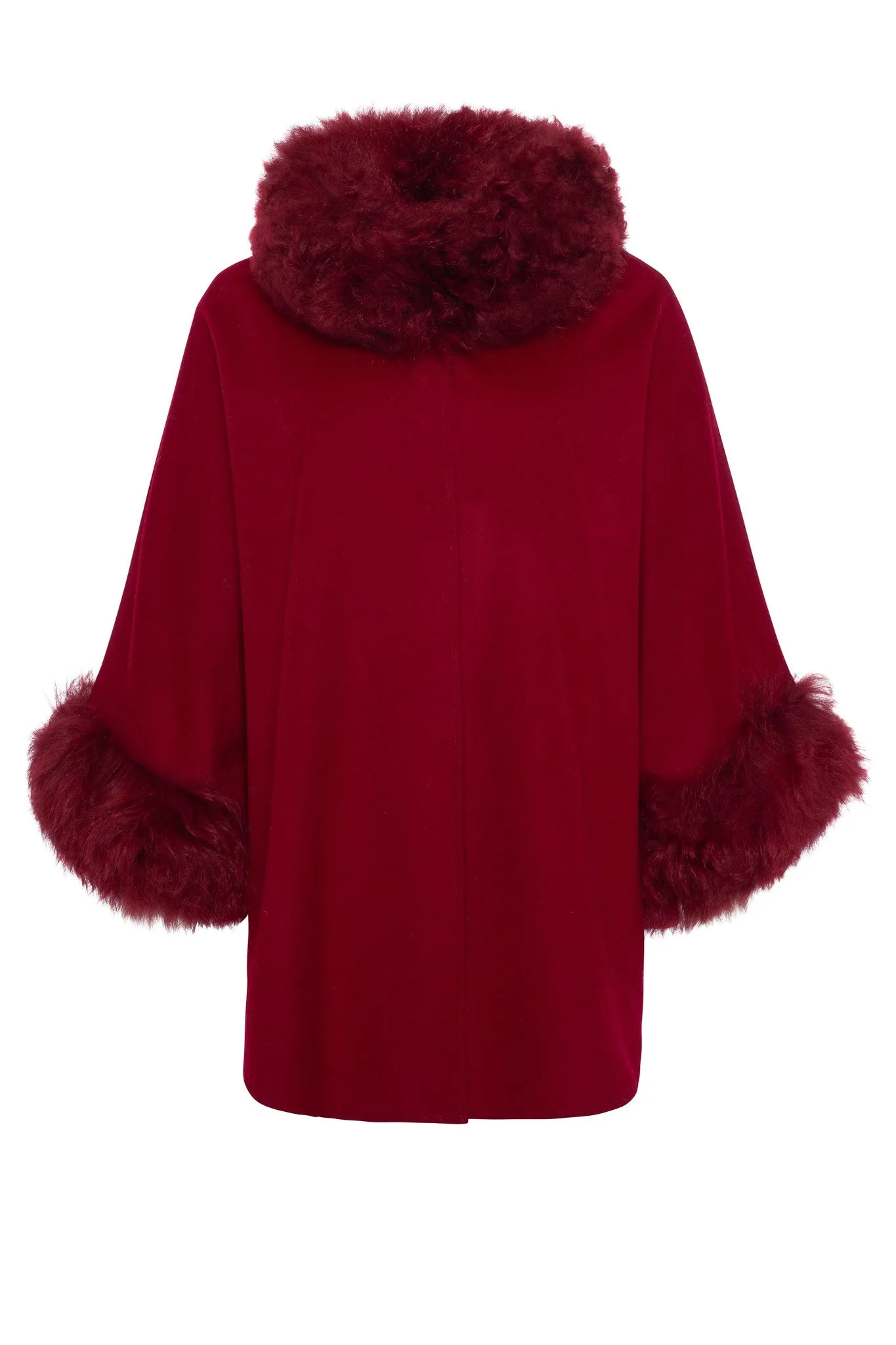 Cashmere & Wool Cape with Select Lamb Trim