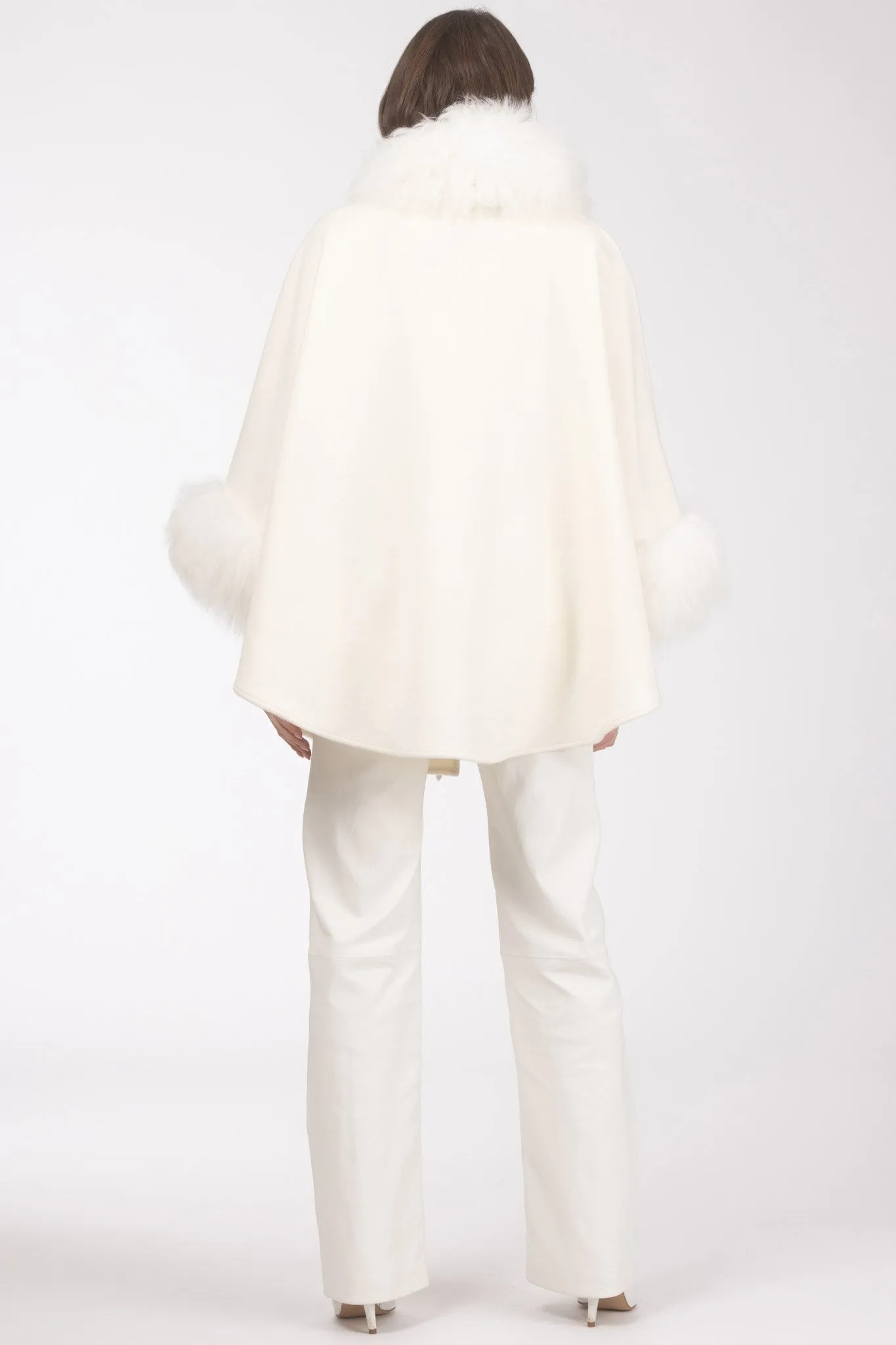 Cashmere & Wool Cape with Select Lamb Trim